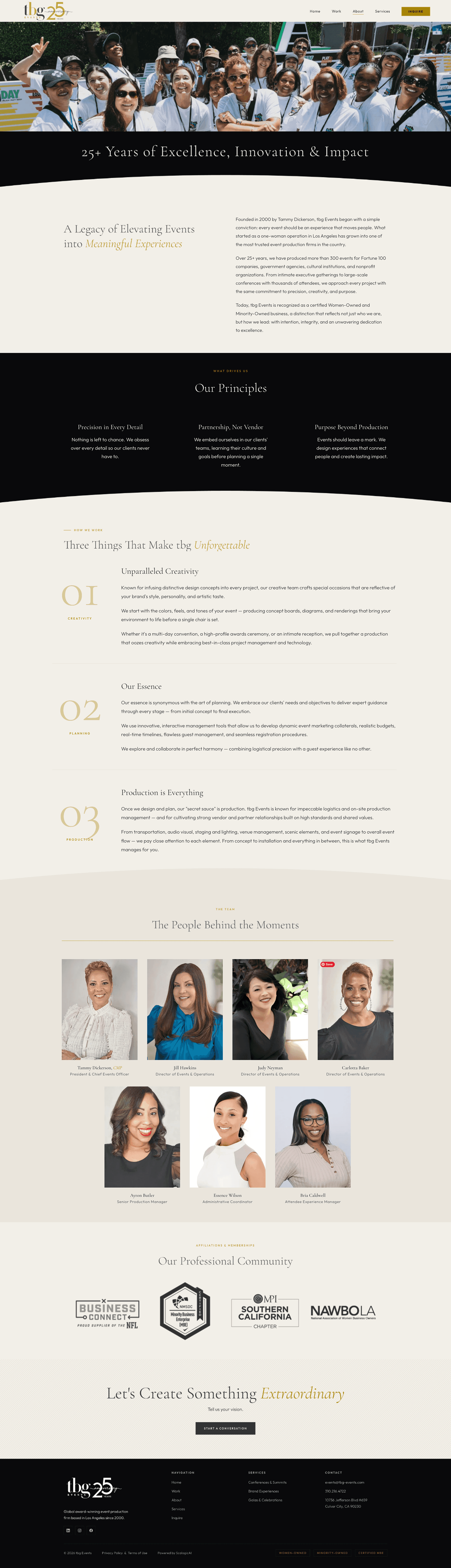 New tbg Events about page