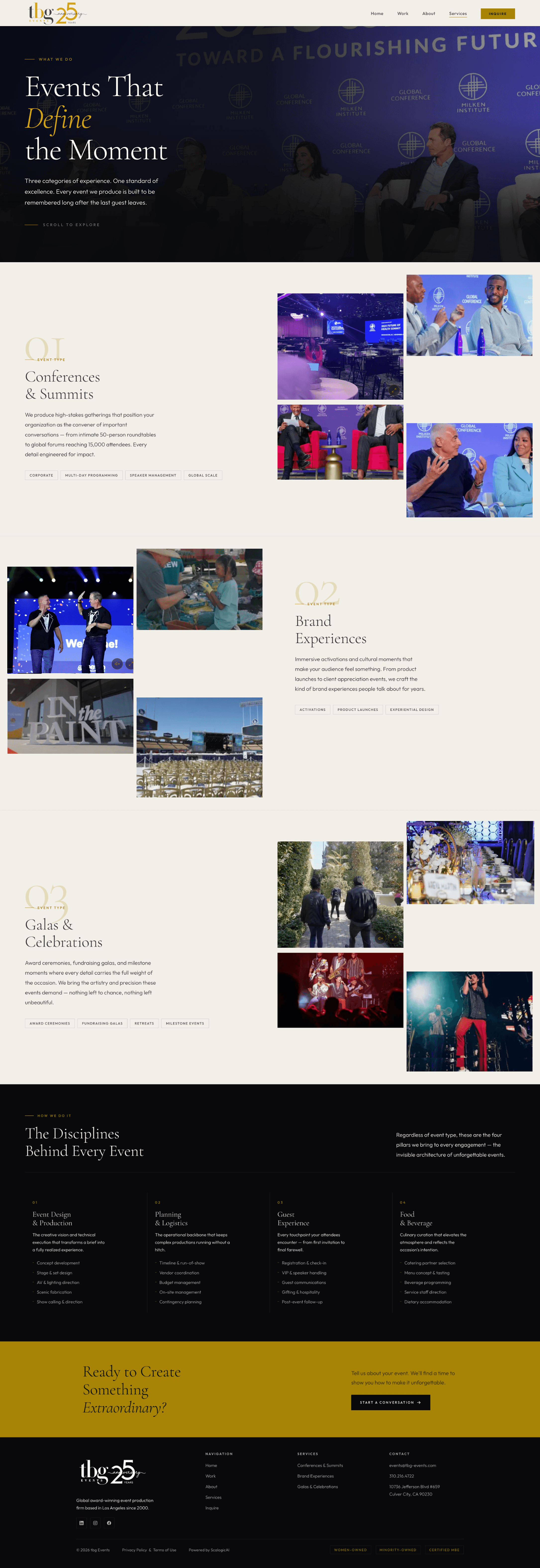 New tbg Events services page
