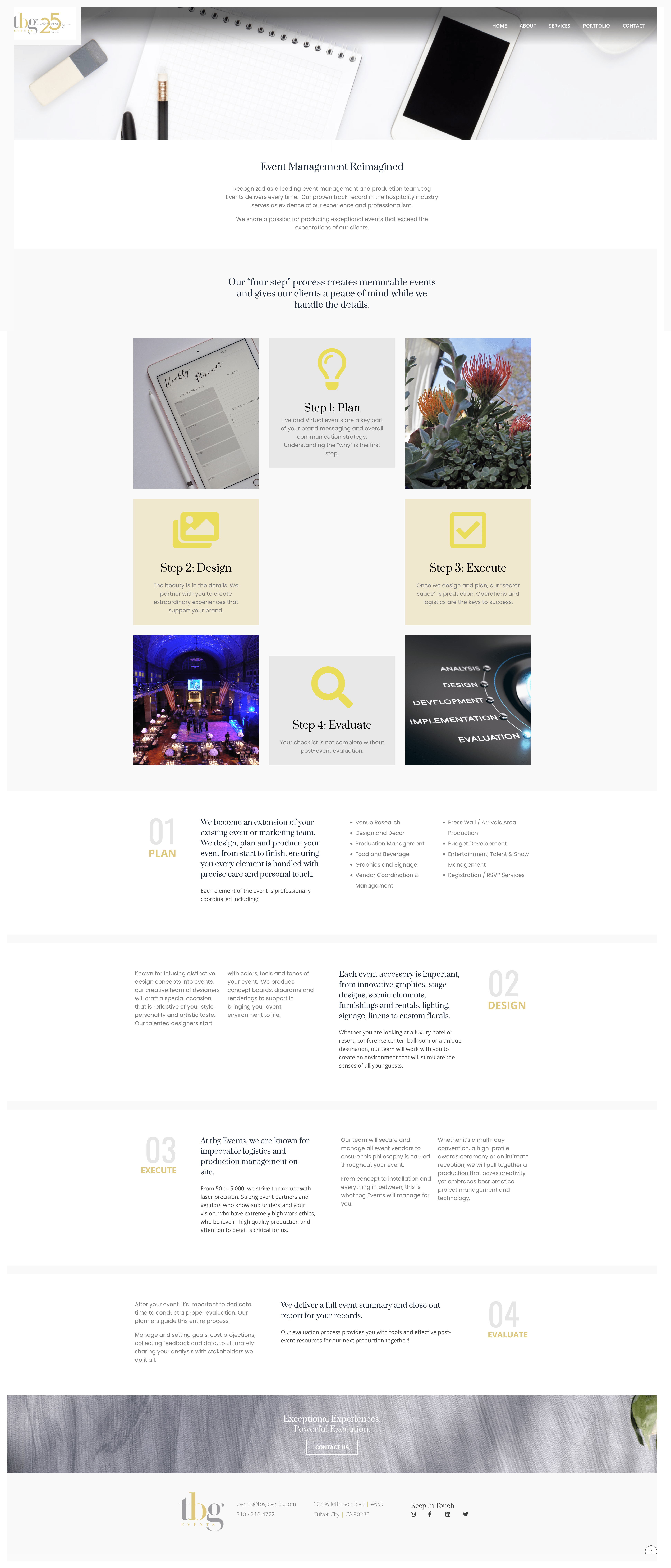 Old tbg Events services page